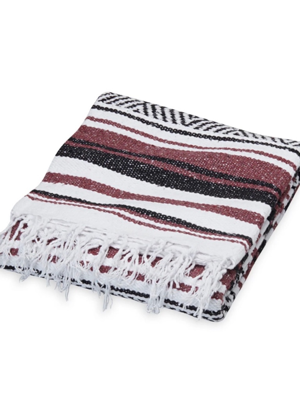 Gaiam Traditional Mexican Woven Blanket Yoga Meditation Hardware Red Black White